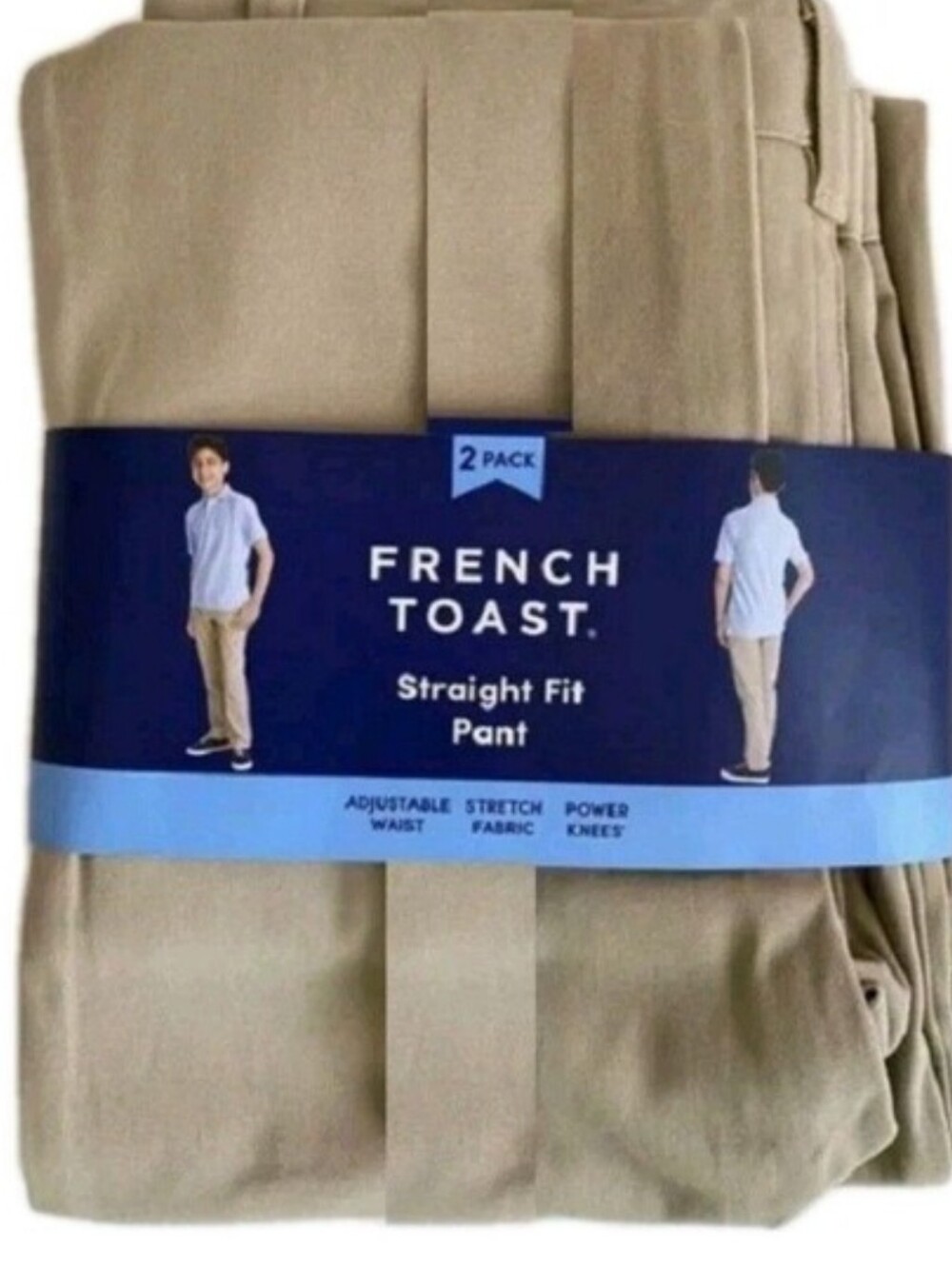 French Toast Boys Uniform Straight Fit Adjustable Waist Pants 2 pack KHAKI 10